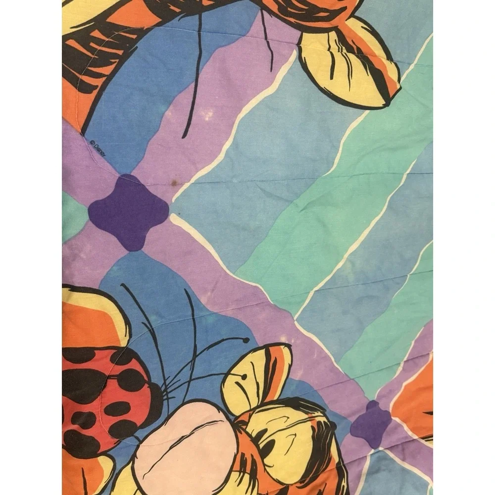 1990s Disney Winnie The Pooh & Tigger Reversible Twin Comforter READ! STAINS